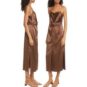 Nanushka
Bronze Sayan Satin Slip Cocktail Dress